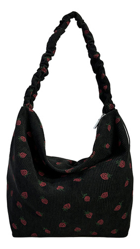 Bolso De Hombro Estampado De Fresas Para Mujer Con Fruncidos