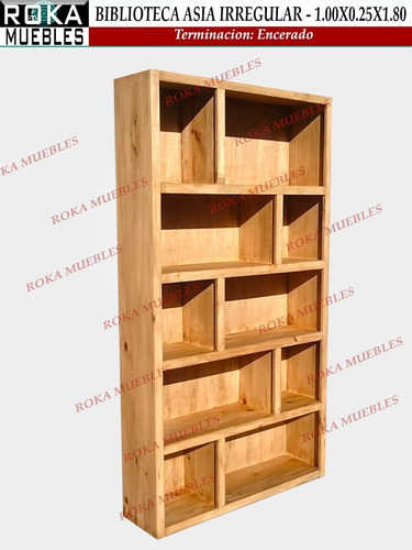 Imagen 1 de 3 de Biblioteca Asia Irregular Pino 100x25x180 Encerada Roka