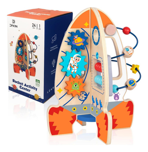 D Dakin Rocket Toddler Wooden Activity Center Activity Cube