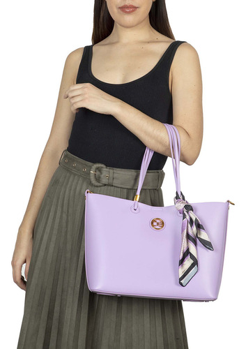 Bolsa Tote 2 En 1 Cloe Adaixy I Grande Color Lila