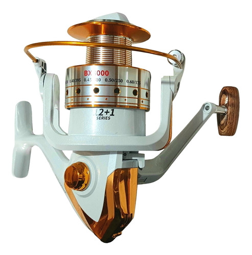 Molinete De Pesca Reelsking Bx 8000 12+1 Rolamentos Branco Cor Branco com Dourado Lado da manivela Direito/Esquerdo