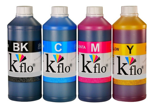 Kit 4 Litros Tinta Marca Kflo Para T4000 T4500 Negro Pigment