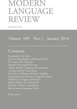 Libro Modern Language Review (109 : 1) January 2014 - D. ...