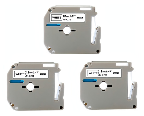 Kit 3 Fitas Plásticas Para Rotulador Brother P-touch M-k231 Cor 12 Mm