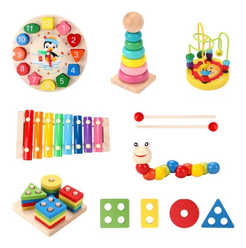 Juguetes Educativos De Madera Montessori Para Niños Pack6