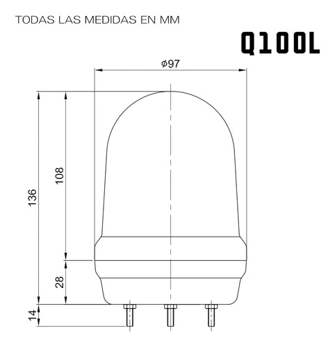 Torreta Roja 120/220vac Qlight Q100l-110/220-r