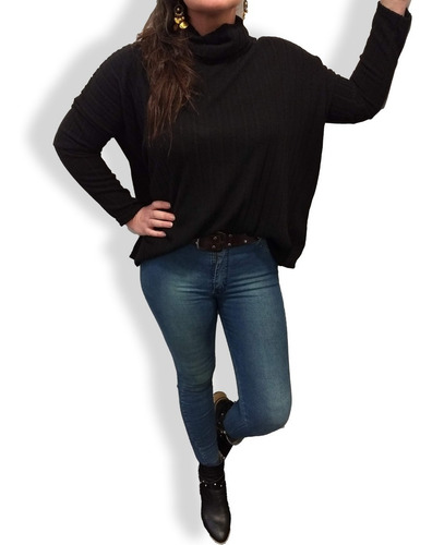 Imagen 2 de 4 de Sweater Pulover Remera Polera Mujer Lanilla Colores Y Talles