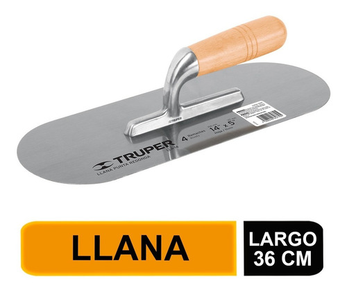 Llana Mango Madera Canto Redondo 4 Remaches 14' Truper 12397