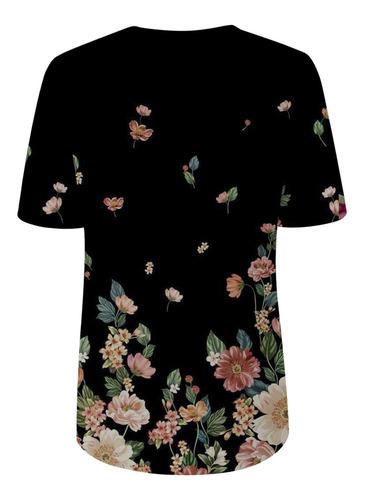 G Tops Estampados De Flores De Manga Corta Con Cuello Redond