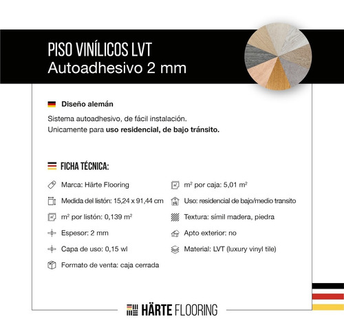 Piso Vinilico Autoadhesivo Pvc Lvt 2mm Flotante Simil Madera