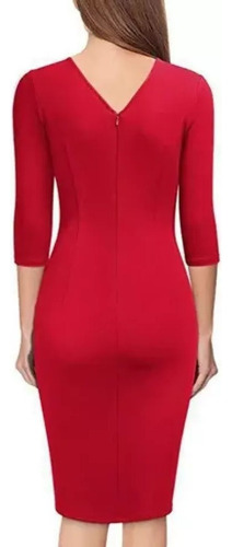 1 Vestido Informal Ajustado Formal Con Cuello En V Y Manga