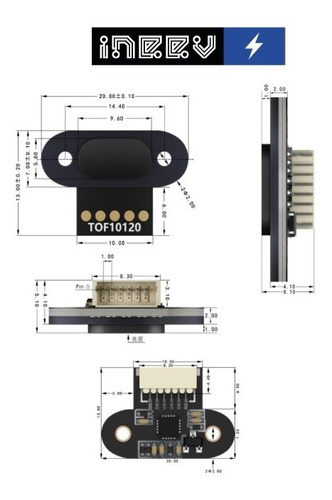 Modulo Sensor De Distancia Laser Tof10120 10-180cm Rs232 I2c