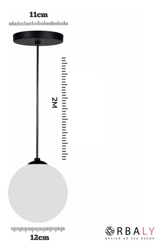 3 Lustres Pendente Golobo De Vidro 12cm Fosco Preto Dourado 127/220V