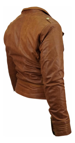 Chamarra Cruzada De Piel Para Dama Modelo Vanessa Biker