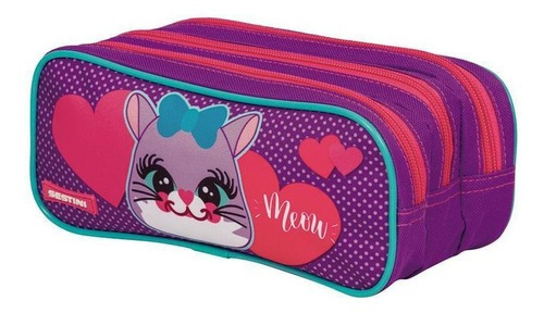Estojo 3 Compartimentos Sestini Pets X Cat Colorido