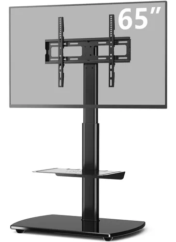 5Rcom Soporte de TV de suelo con soporte, soporte de suelo de TV de altura  ajustable con soporte giratorio para televisores de pantallas planas o