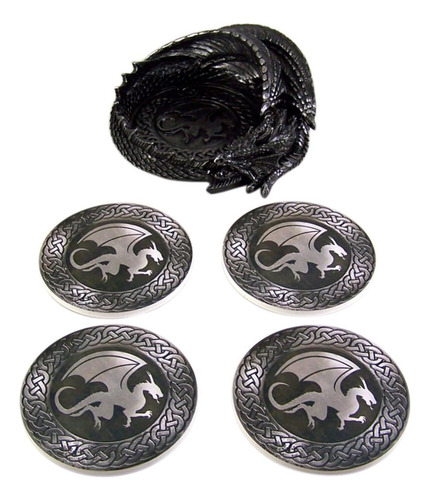 Soporte Para Posavasos Dragon Con Juego De 4 Posavasos