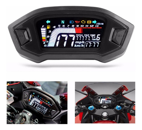 L Motocicleta Instrumento Lcd Odómetro Impermeable Medidor
