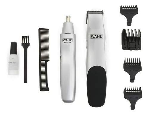 Recortadora Wahl De Baterias Casera Para Barba Y Bigote Color Plateado
