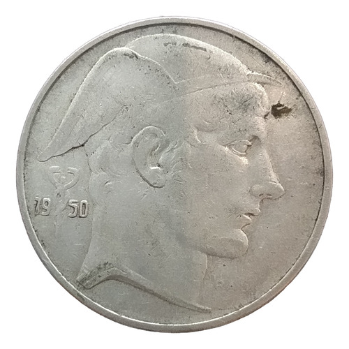 Antigua Moneda De Plata 20 Francos Bélgica 1950 Km# 140.1