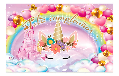 Telón De Fondo Para Cumpleaños Temática Unicornios 
