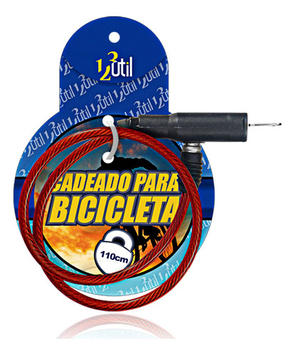 Cadeado Para Bicicleta Com Chave 110cm*08mm Cor:vermelho