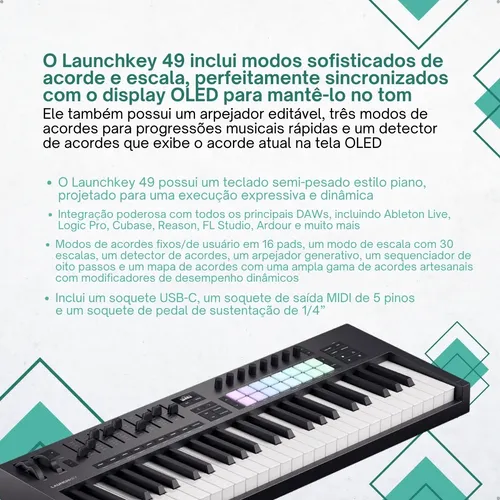 Teclado Midi Novation Mk4 Launchkey 49 Teclas | Frete grátis