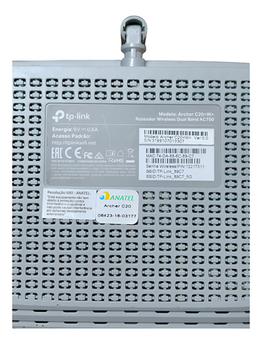 Lote De 05 Roteadores Tp-link Archer C20 Dual Band Wifi Fast (Usado)