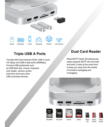 Base, Suporte De Alumínio E Hub Para Mac Mini M4 Com Gabinet