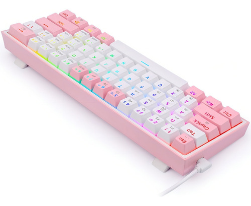 Teclado Gamer Bluetooth Redragon Fizz Pro K616-rgb Qwerty In Blanco/rosa Inglés Us