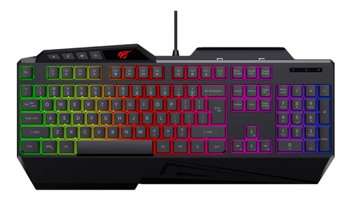 Teclado Gamer Rgb Usb Havit Kb488l Con Soporte Para Celular