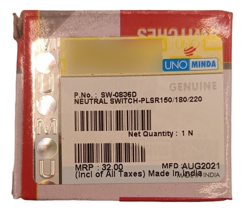 Switch Neutro Pulsar 150td/180ug/220 Marca: Minda Colmotos