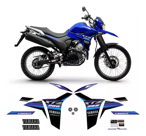 Kit Adesivo Moto Cross Trilha Xtz 250 Lander Fox Azul Lm215