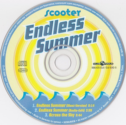 Scooter - Endless Summer ......cd Single (Usado)