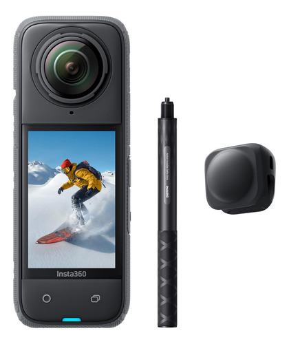 Cámara De Acción Impermeable 8k 360 Para Snowboard Negro