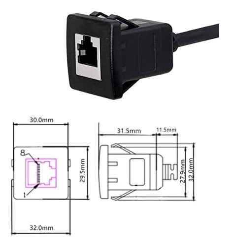 Qaoquda Cat5e Rj45 Cable De Montaje Empotrado Cuadrado, Rj45