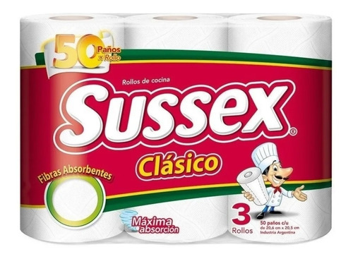 Rollo De Cocina Sussex 50 Paños X 3 - 5 Paquetes