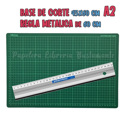 Base De Corte 45x60 A2 + Regla De Aluminio Plantec 60 Cm 