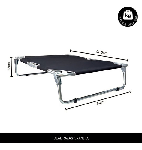 Catre Cama Elevada Plegable Para Mascota Raza L. Color Negro