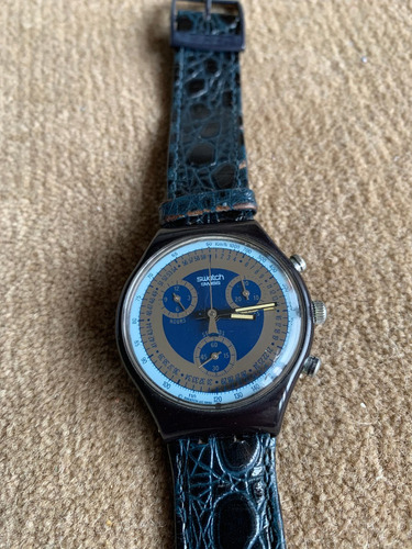 Relogio Swatch,cronografico,anos 90,otimo Estado,puls.,couro