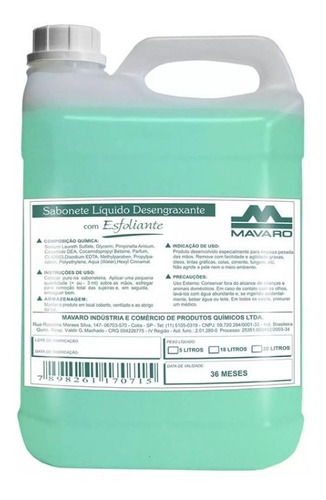 Sabonete Líquido Desengraxante C/ Esfoliante 5l. Mavaro