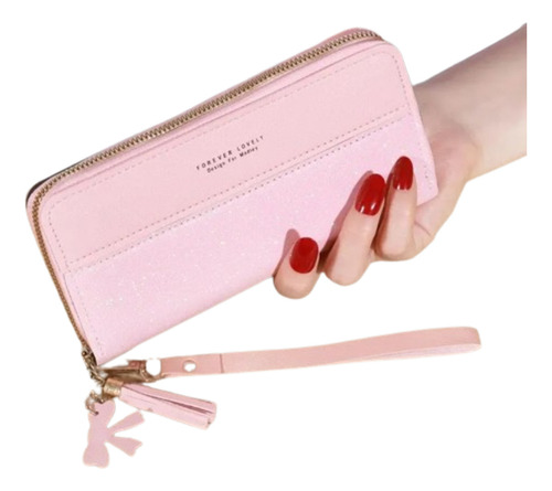 Cartera Con Cremallera Elegante, Cartera Larga Para Mujer