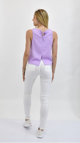 Imagen 3 de 3 de 23128l A Musculosa De Lino Tajo En La Espalda