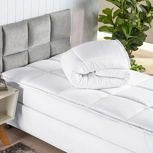 Pillow Top Protetor Colchão ​Cama Casal 400 Fios Toque Macio Branco Matelado Liso Casal