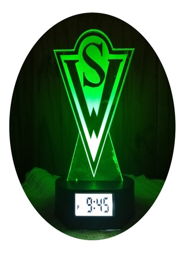 Lámpara Led Ilusión 3d Reloj Alarma Santiago Wanderers