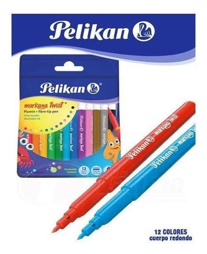 Plumines Pelikan Markana Twist Paquete Con 12 Piezas Redondo