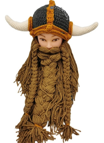Gorro Vikingo Barba Desmontable Crochet