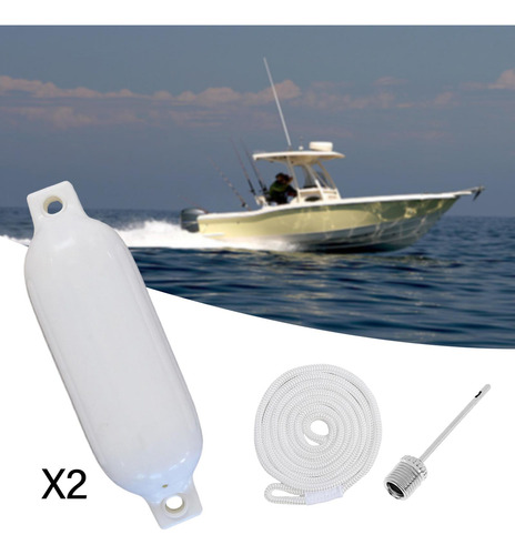 2x Guardabarros De Barco, Bola De Cuerda Blanca De 1,5 M.