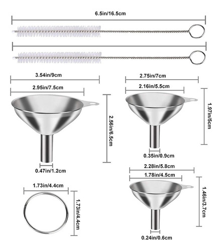 Ch Mini Embudos De Cocina Para Llenar Botellas, Acero
