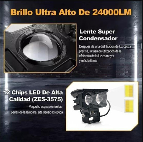 Par Faróis Auxiliares Led 80w Alto/baixo Cor Dupla Auto